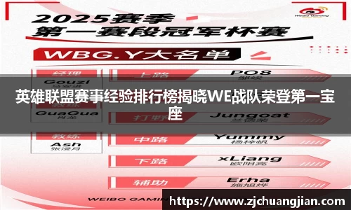 英雄联盟赛事经验排行榜揭晓WE战队荣登第一宝座