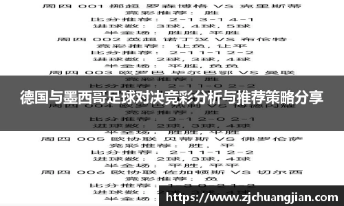 德国与墨西哥足球对决竞彩分析与推荐策略分享